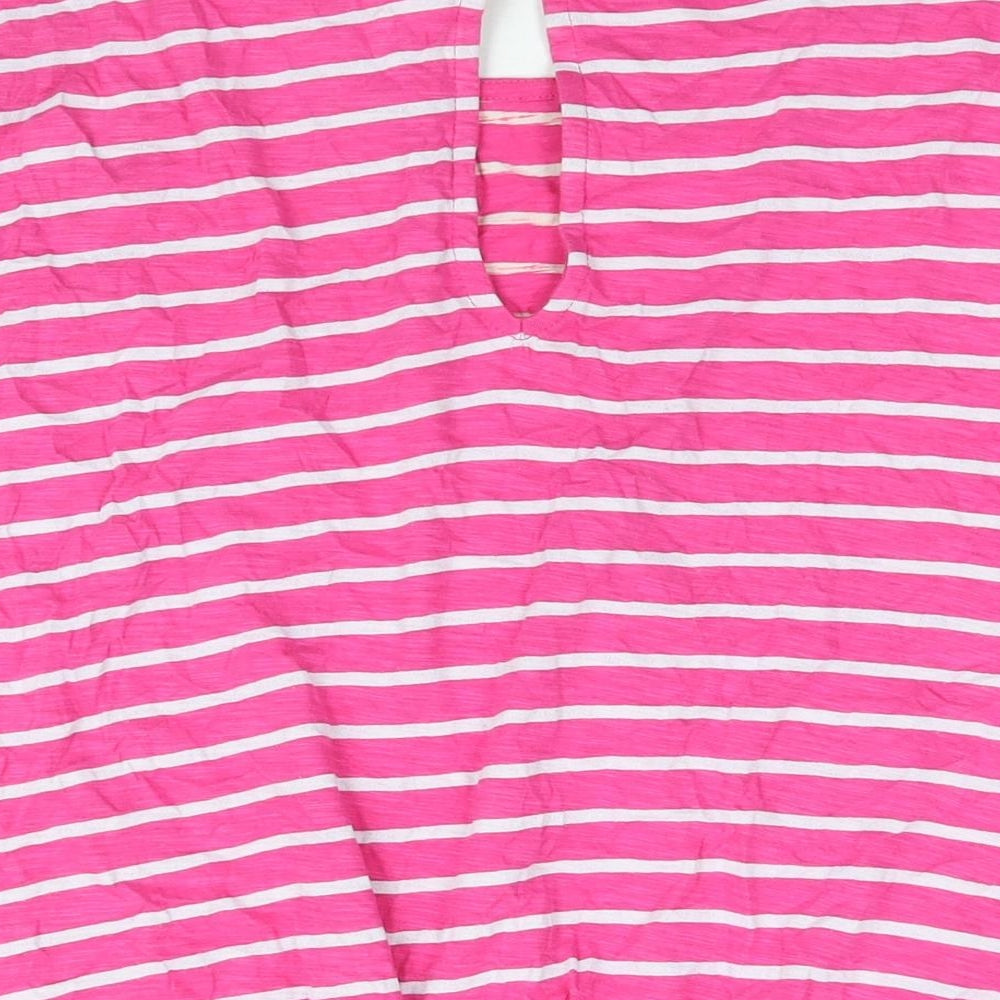 NEXT Womens Pink Striped Cotton Basic Blouse Size 20 Round Neck