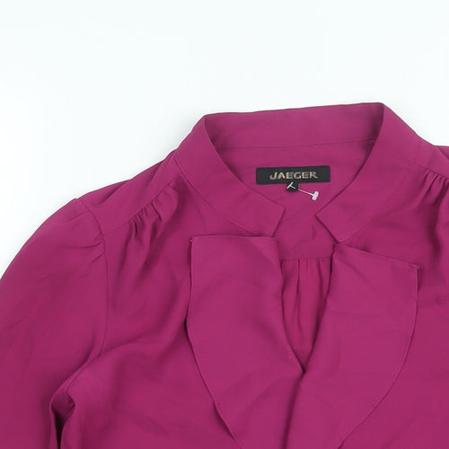 Jaeger Womens Purple Polyester Basic Blouse Size 6 V-Neck - Waterfall Frill