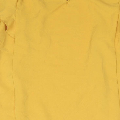 New Look Womens Yellow Polyester Basic Blouse Size 10 Round Neck - Frill