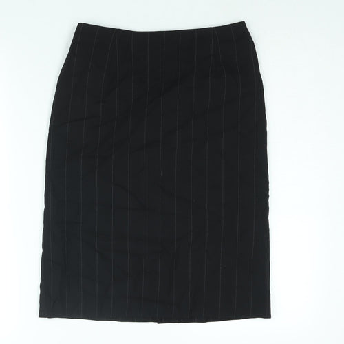 NEXT Womens Black Striped Polyester Straight & Pencil Skirt Size 8 Zip