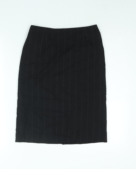 NEXT Womens Black Striped Polyester Straight & Pencil Skirt Size 8 Zip