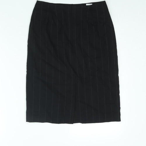 NEXT Womens Black Striped Polyester Straight & Pencil Skirt Size 8 Zip