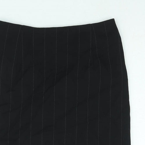 NEXT Womens Black Striped Polyester Straight & Pencil Skirt Size 8 Zip