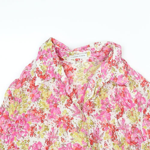 Frank Eden Womens Multicoloured Floral Viscose Basic Blouse Size 16 Collared