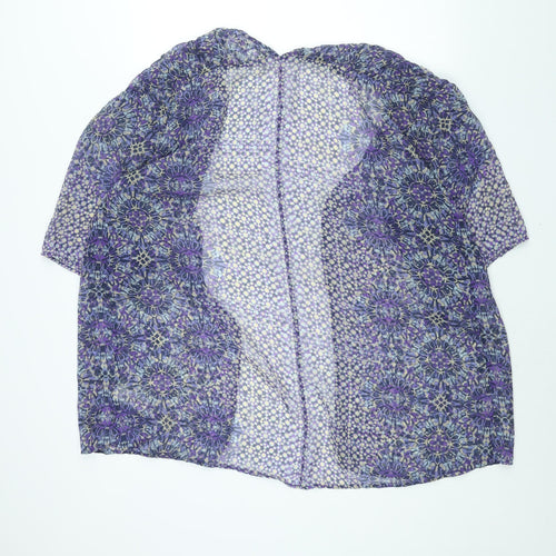 Indigo Womens Purple Geometric Polyester Kimono Blouse Size 14 V-Neck - Semi Sheer