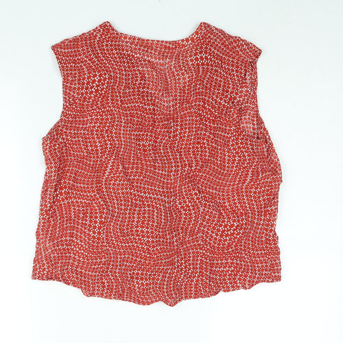 Marks and Spencer Womens Red Geometric Polyester Basic Blouse Size 16 V-Neck