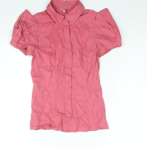 Ted Baker Womens Pink Cotton Basic Button-Up Size 6 Collared