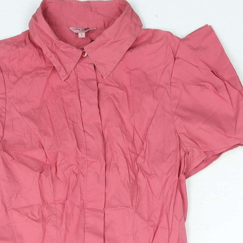 Ted Baker Womens Pink Cotton Basic Button-Up Size 6 Collared