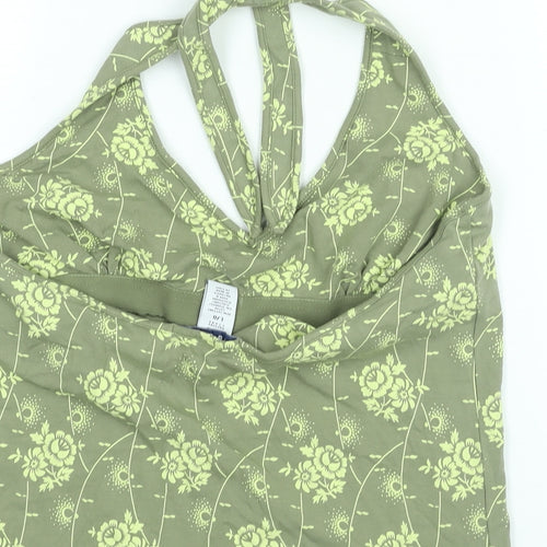 Gap Womens Green Floral Cotton Basic Blouse Size L Halter