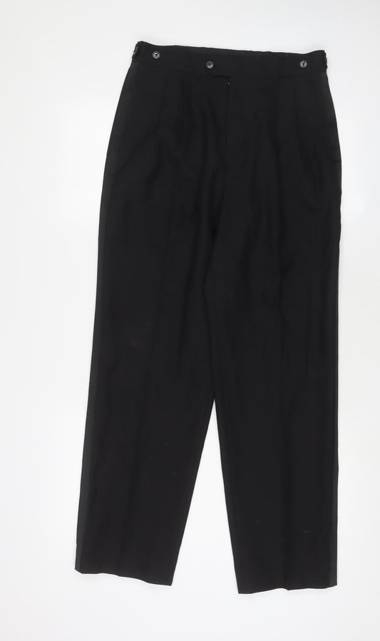 Horne Brothers Mens Black Polyester Trousers Size 30 in L30 in Regular Zip