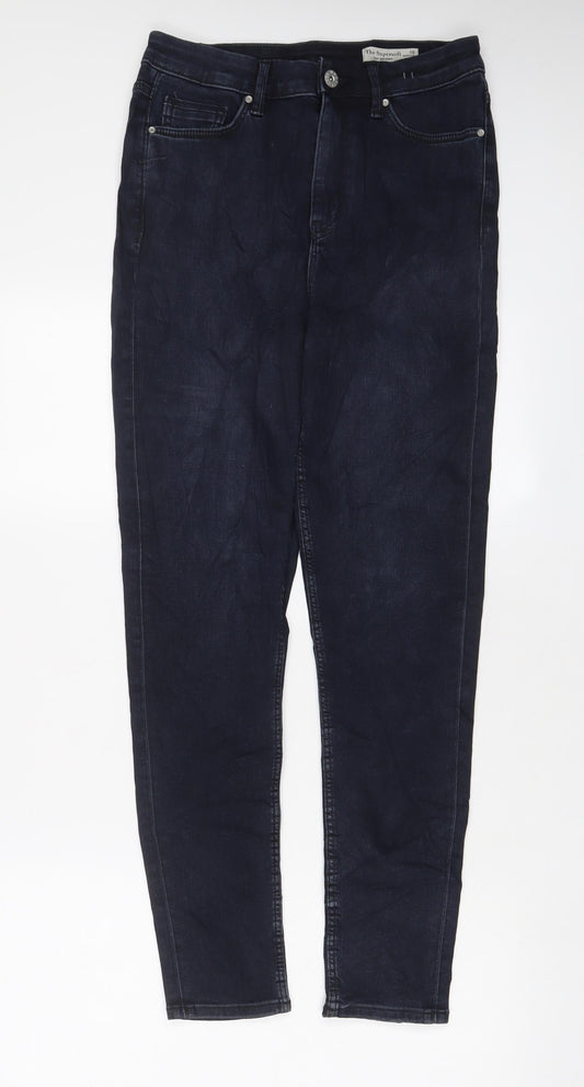 Marks and Spencer Womens Blue Cotton Skinny Jeans Size 10 L28 in Regular Zip