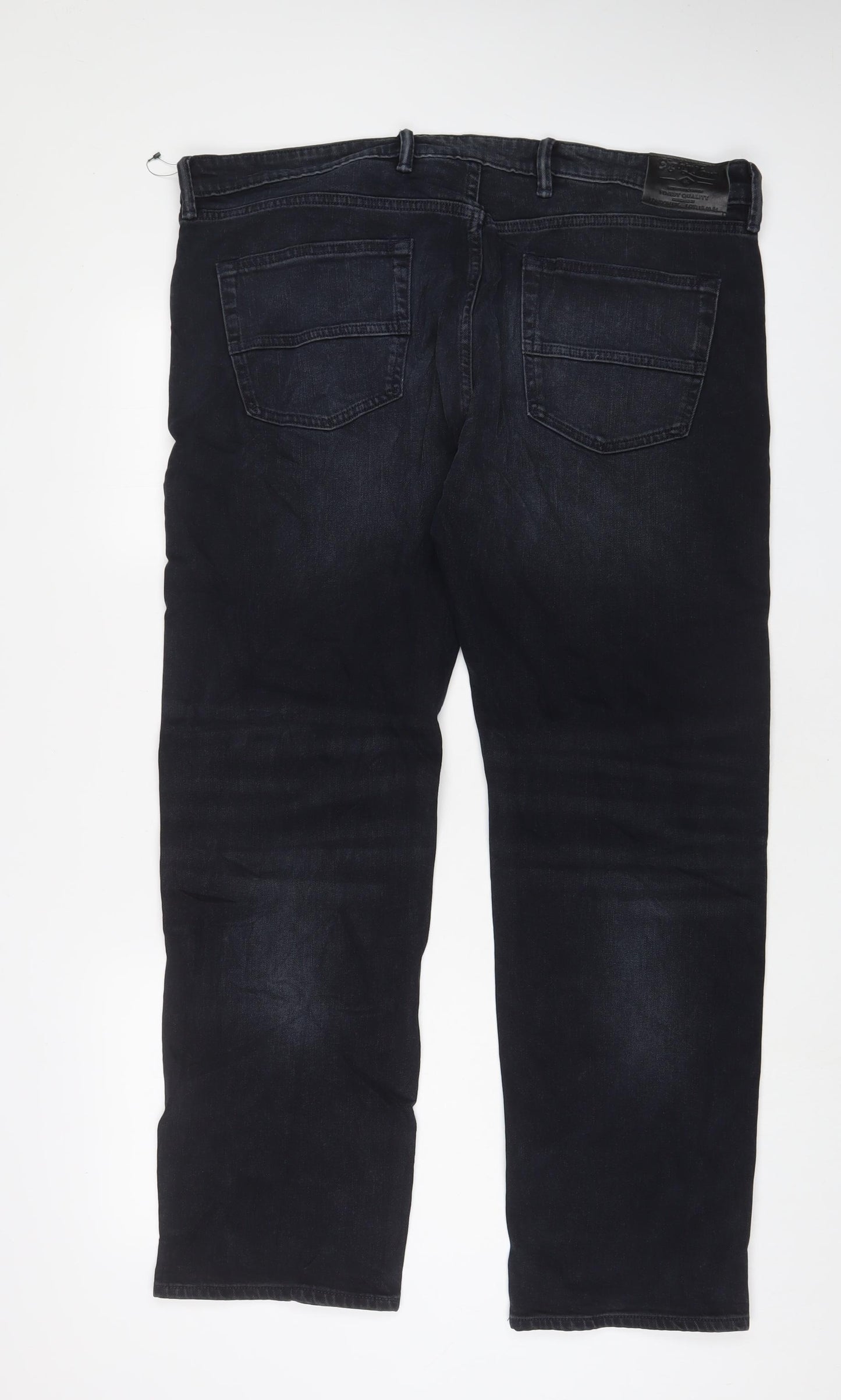 Marks and Spencer Mens Black Cotton Straight Jeans Size 40 in L31 in Regular Zip