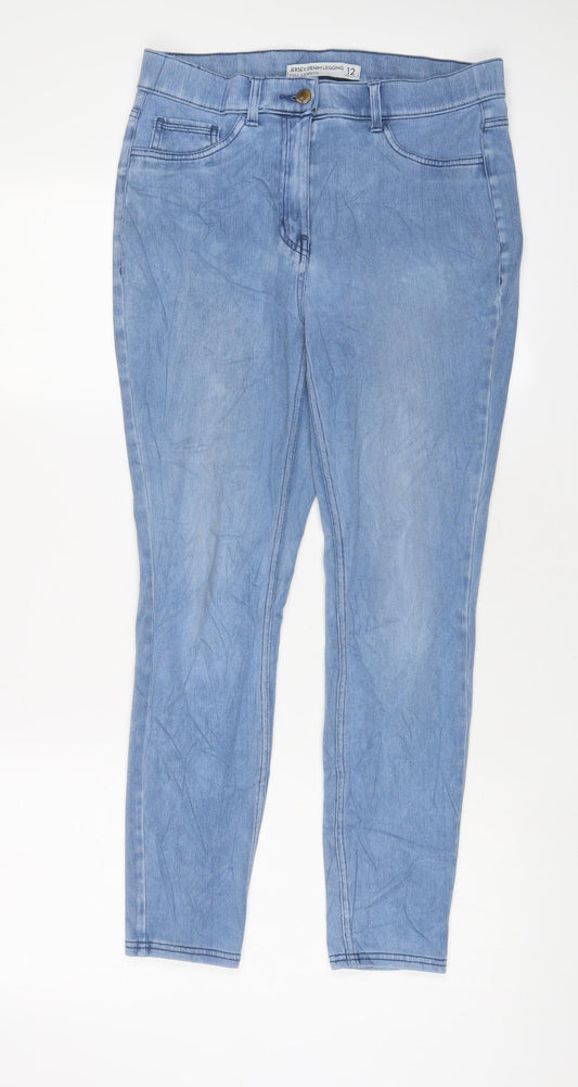 NEXT Womens Blue Cotton Jegging Jeans Size 12 L28 in Regular