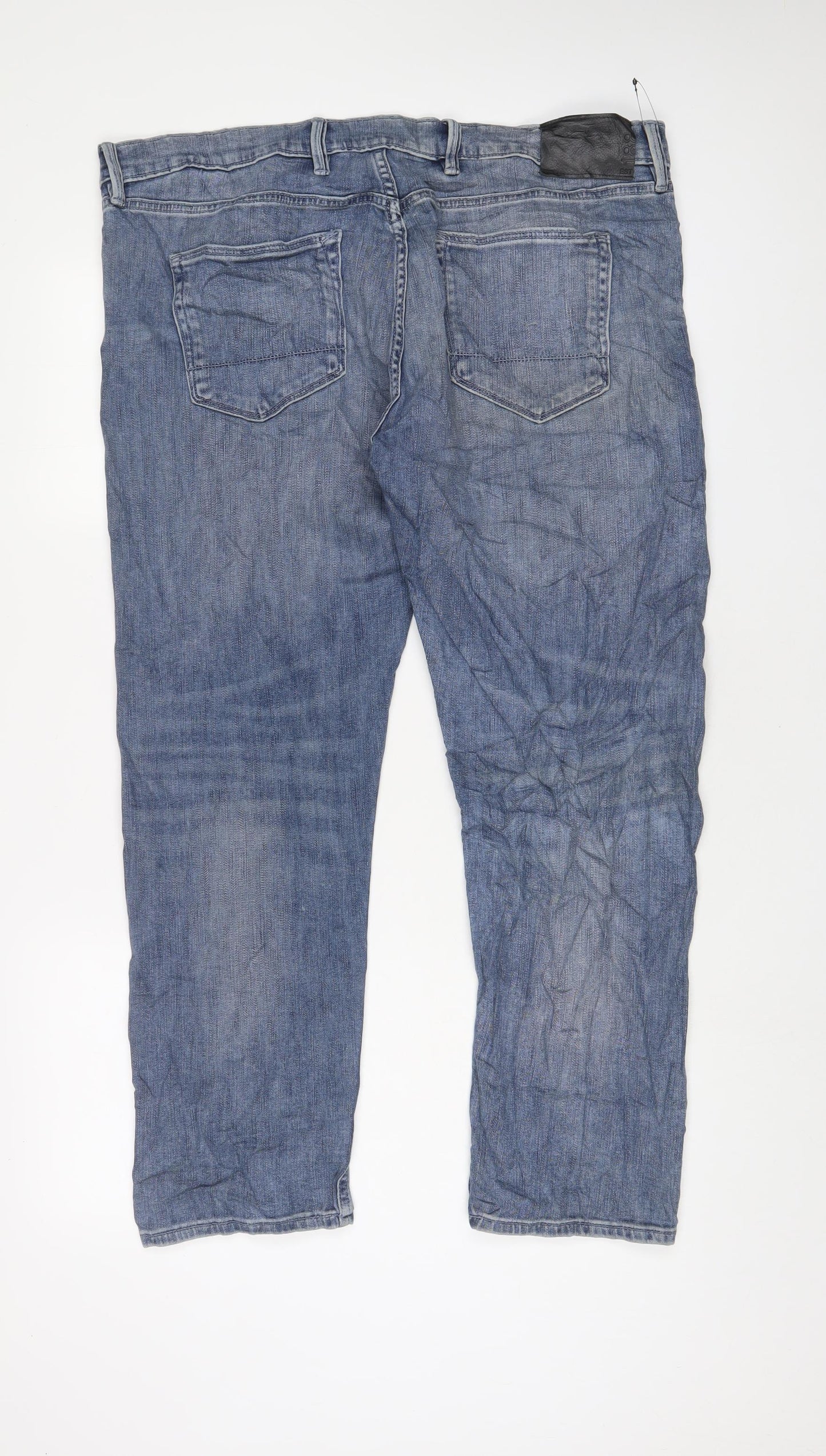 Marks and Spencer Mens Blue Cotton Straight Jeans Size 40 in L29 in Slim Zip - Short Leg