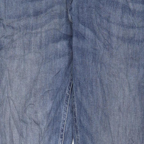 Marks and Spencer Mens Blue Cotton Straight Jeans Size 40 in L29 in Slim Zip - Short Leg