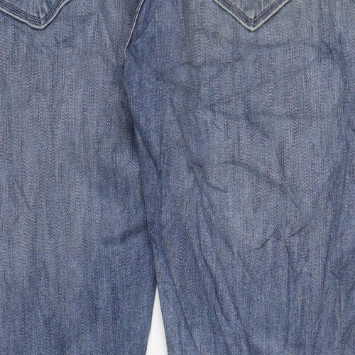 Marks and Spencer Mens Blue Cotton Straight Jeans Size 40 in L29 in Slim Zip - Short Leg