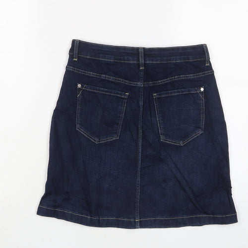 Marks and Spencer Womens Blue Cotton Mini Skirt Size 8 Zip