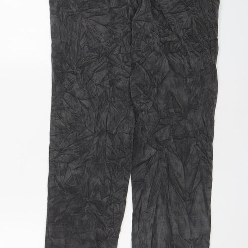 Marks and Spencer Womens Grey Cotton Trousers Size 12 L31 in Regular Zip