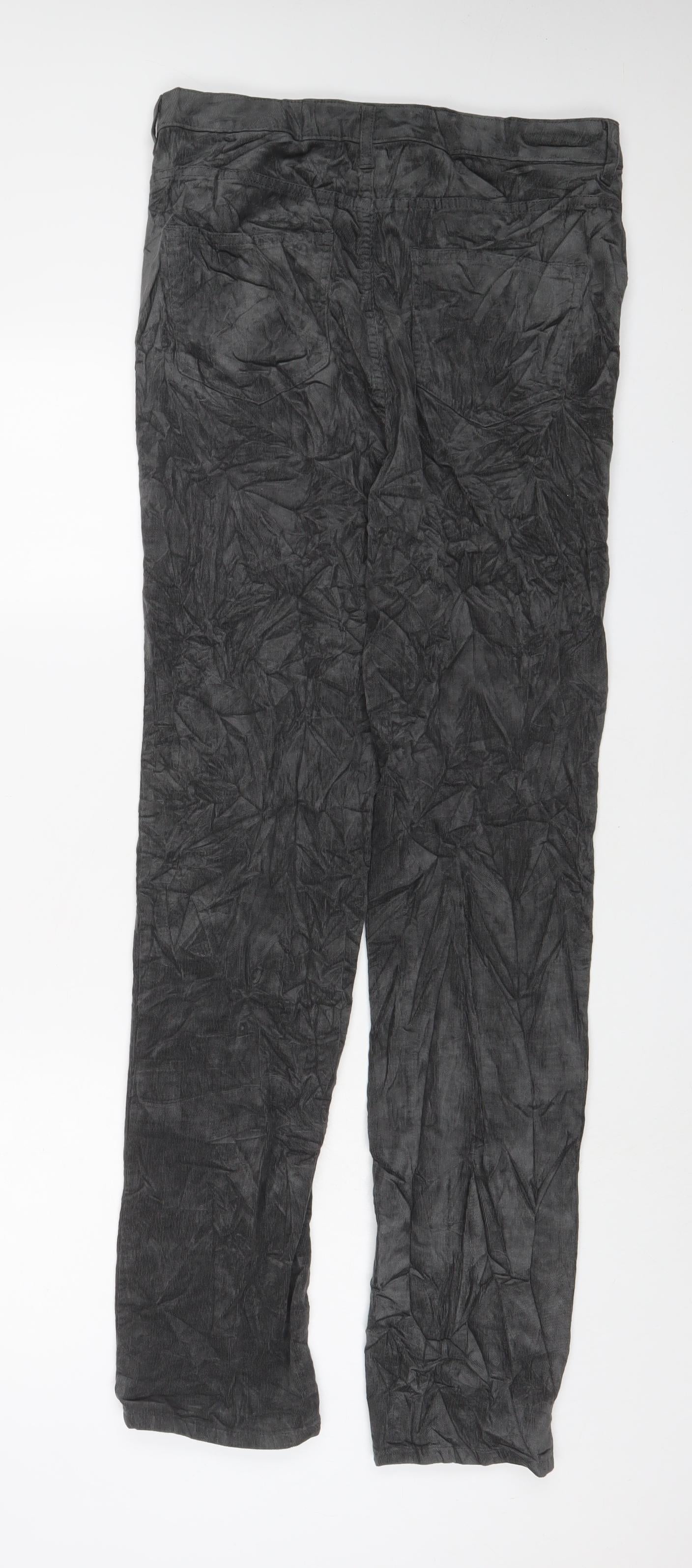 Marks and Spencer Womens Grey Cotton Trousers Size 12 L31 in Regular Zip