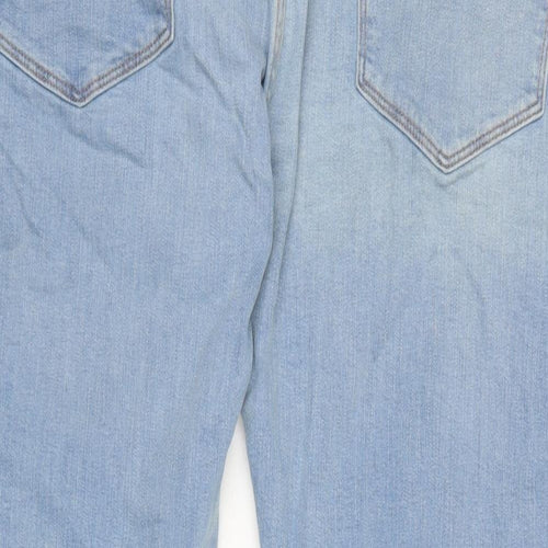 Marks and Spencer Mens Blue Cotton Blend Straight Jeans Size 40 in L28 in Regular Zip