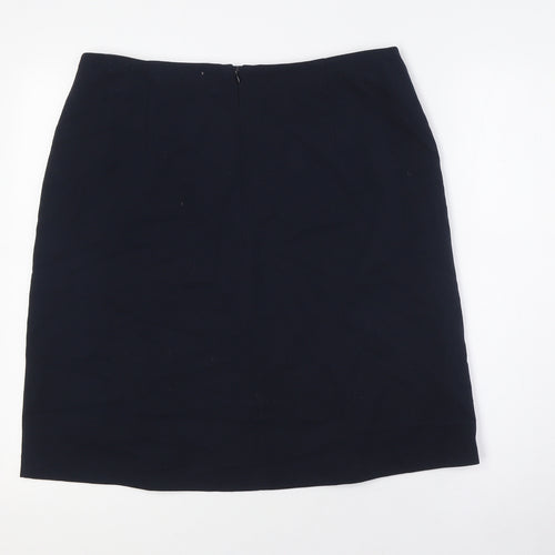 Marks and Spencer Womens Blue Polyester Straight & Pencil Skirt Size 14 Zip