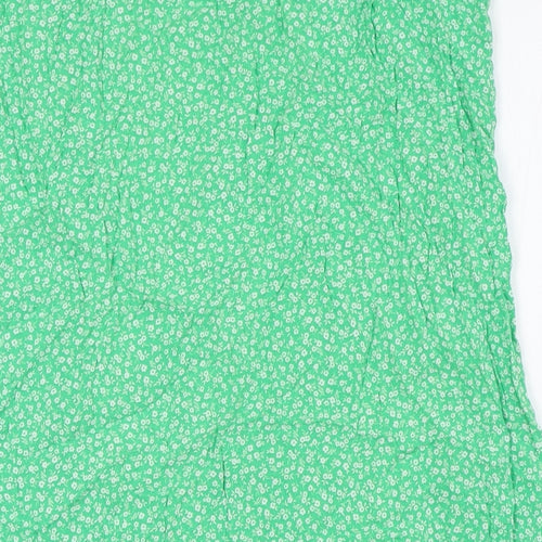 New Look Womens Green Floral Viscose A-Line Skirt Size 14 Zip