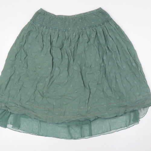 NEXT Womens Green Cotton A-Line Skirt Size 14 - Smocked Waist