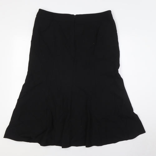 Country Casuals Womens Black Viscose A-Line Skirt Size 14 Zip