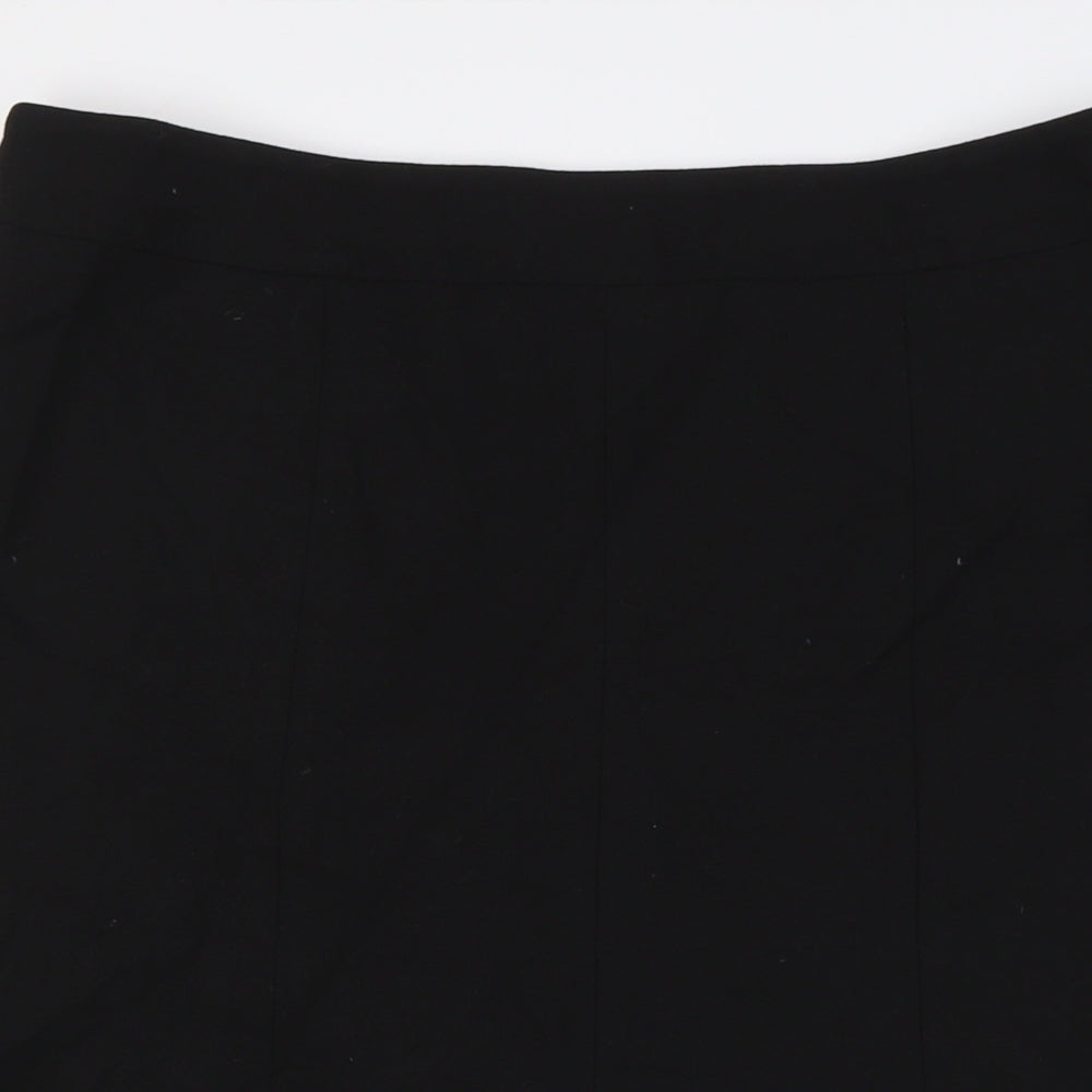 Country Casuals Womens Black Viscose A-Line Skirt Size 14 Zip