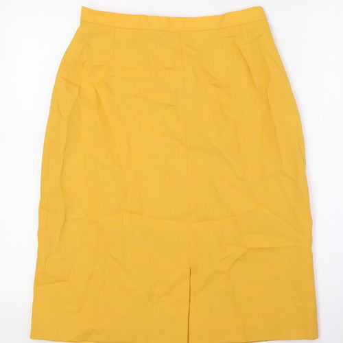 Jacques Vert Womens Yellow Polyester A-Line Skirt Size 14 Zip