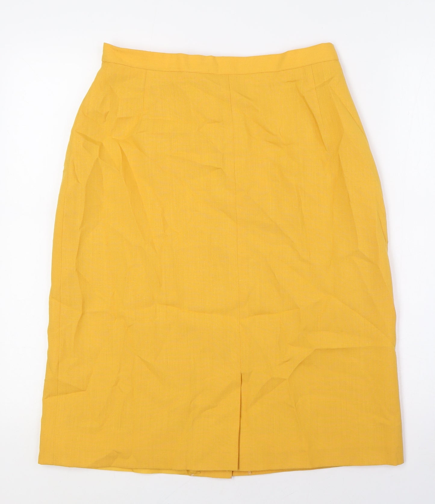 Jacques Vert Womens Yellow Polyester A-Line Skirt Size 14 Zip