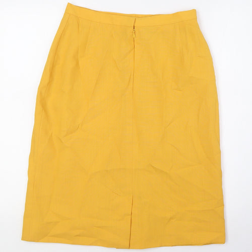 Jacques Vert Womens Yellow Polyester A-Line Skirt Size 14 Zip