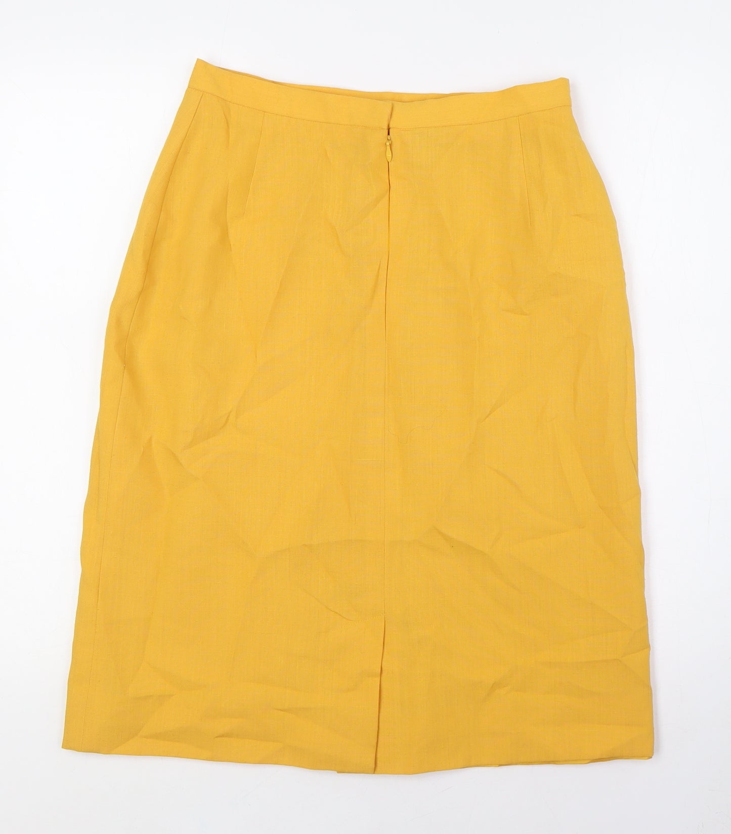 Jacques Vert Womens Yellow Polyester A-Line Skirt Size 14 Zip