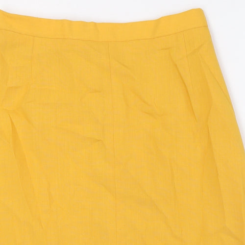 Jacques Vert Womens Yellow Polyester A-Line Skirt Size 14 Zip