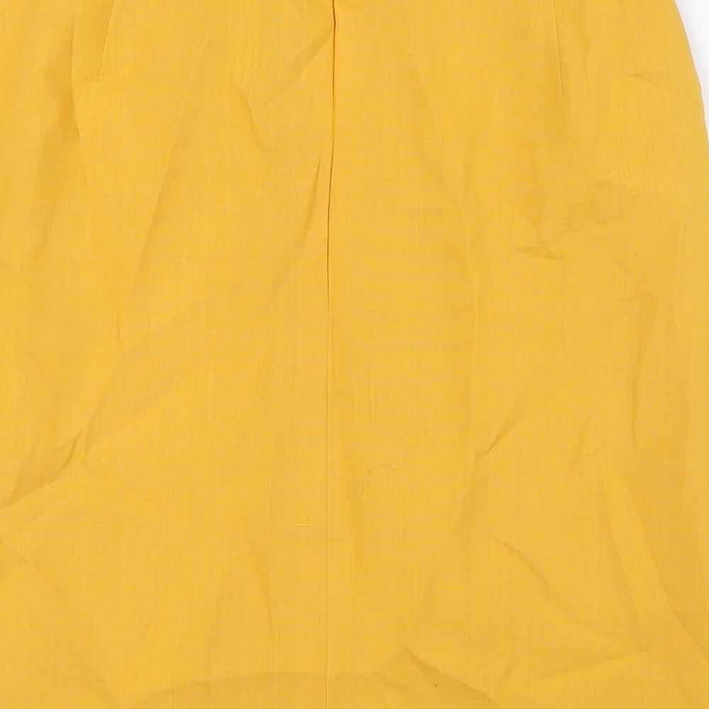 Jacques Vert Womens Yellow Polyester A-Line Skirt Size 14 Zip