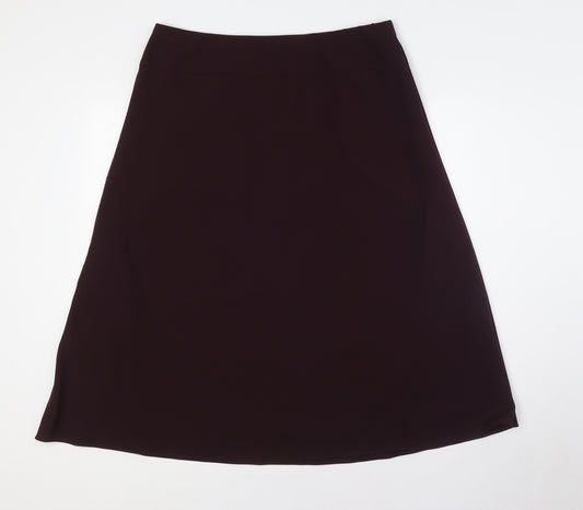 Marks and Spencer Womens Purple Polyester A-Line Skirt Size 14 - Elasticated Waist