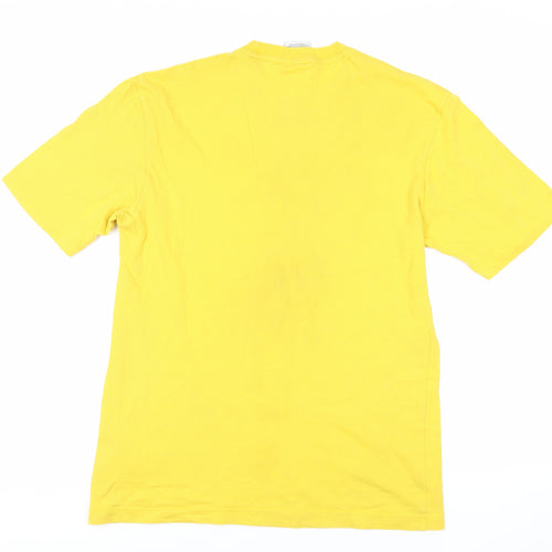 adidas Mens Yellow Cotton T-Shirt Size S Crew Neck - Logo