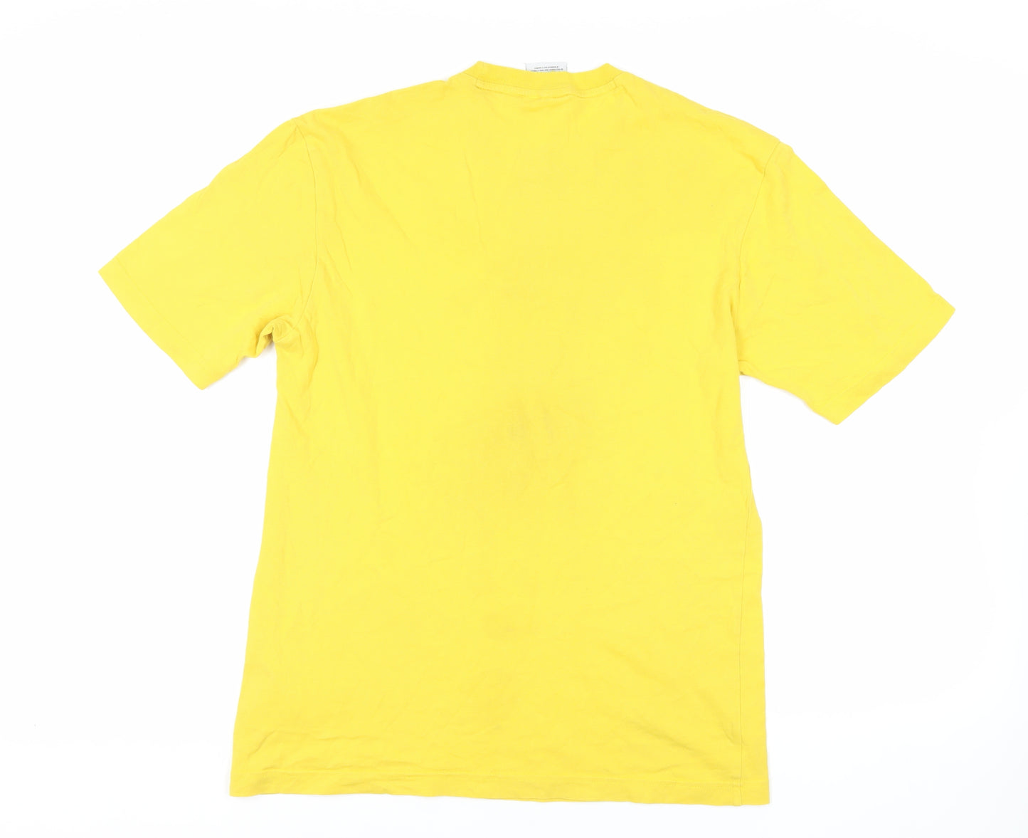 adidas Mens Yellow Cotton T-Shirt Size S Crew Neck - Logo