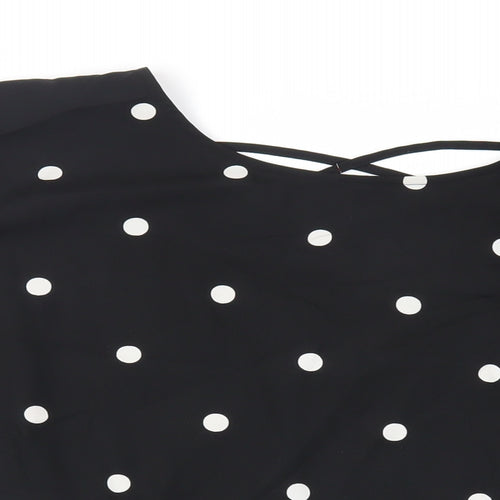 Boohoo Womens Black Polka Dot Polyester Basic Blouse Size 22 Round Neck - Peplum