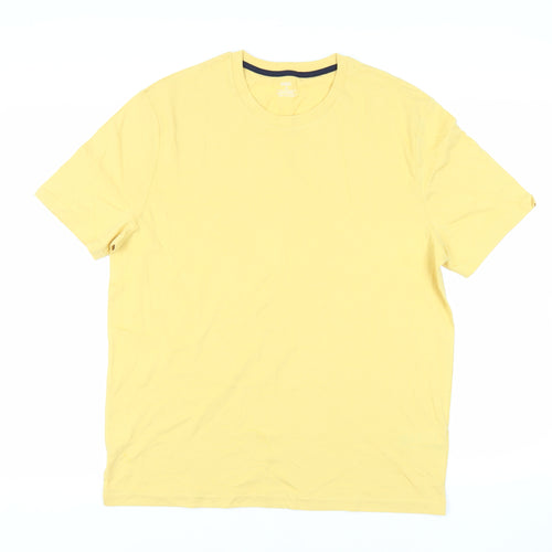 Marks and Spencer Mens Yellow Cotton T-Shirt Size M Crew Neck