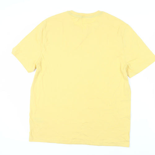 Marks and Spencer Mens Yellow Cotton T-Shirt Size M Crew Neck