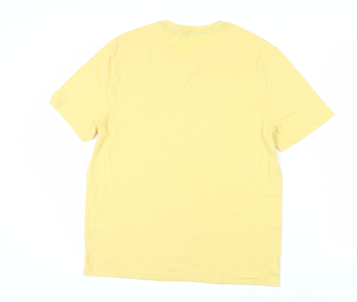 Marks and Spencer Mens Yellow Cotton T-Shirt Size M Crew Neck