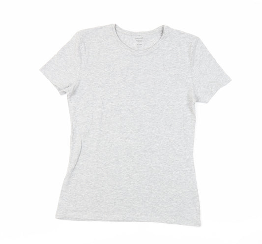 Marks and Spencer Womens Grey Cotton Basic T-Shirt Size 10 Crew Neck