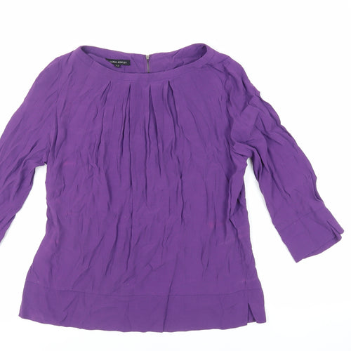 Laura Ashley Womens Purple Viscose Basic Blouse Size 16 Boat Neck