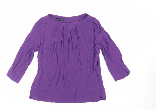 Laura Ashley Womens Purple Viscose Basic Blouse Size 16 Boat Neck