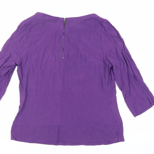 Laura Ashley Womens Purple Viscose Basic Blouse Size 16 Boat Neck