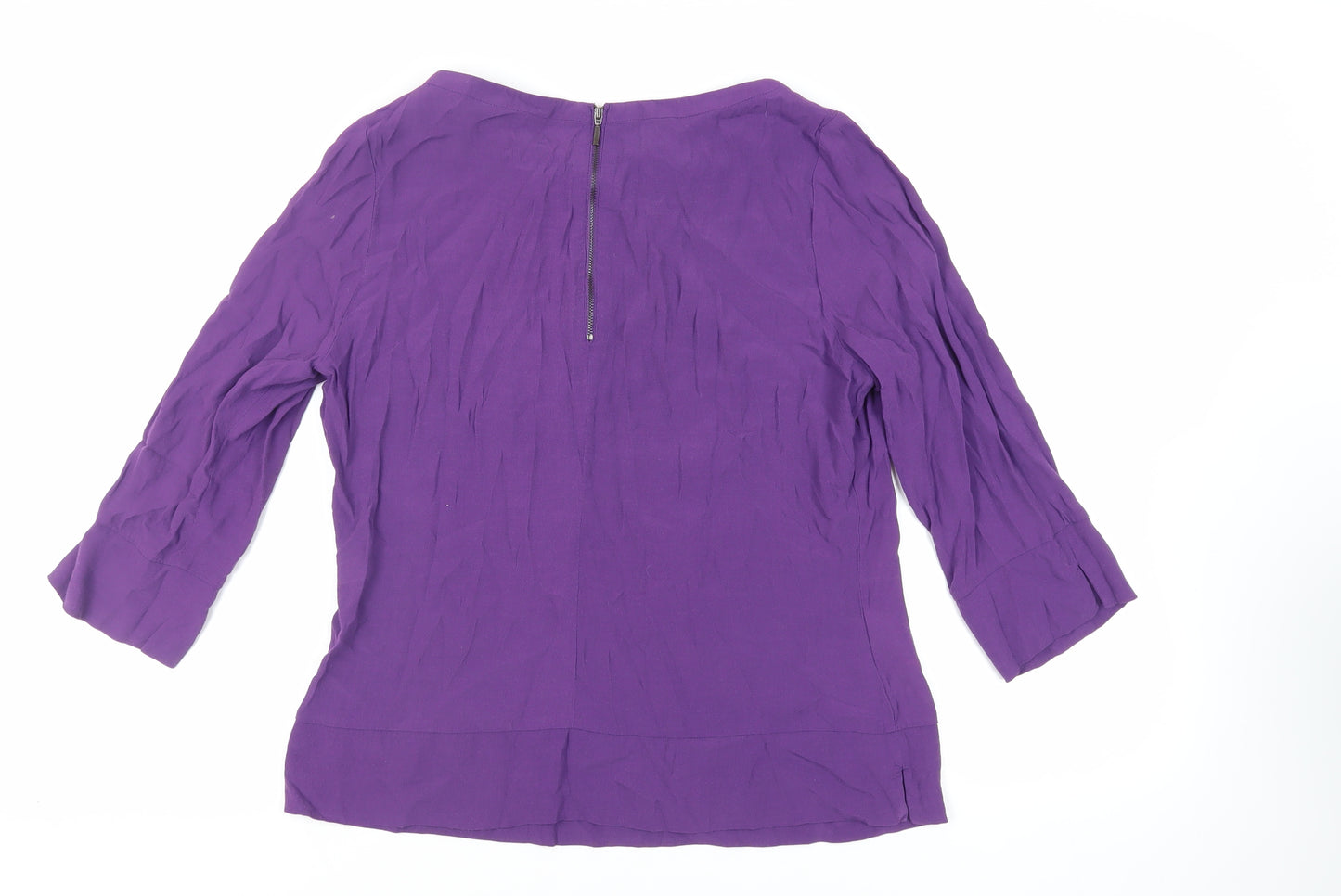 Laura Ashley Womens Purple Viscose Basic Blouse Size 16 Boat Neck