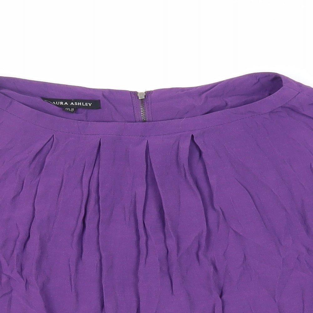 Laura Ashley Womens Purple Viscose Basic Blouse Size 16 Boat Neck