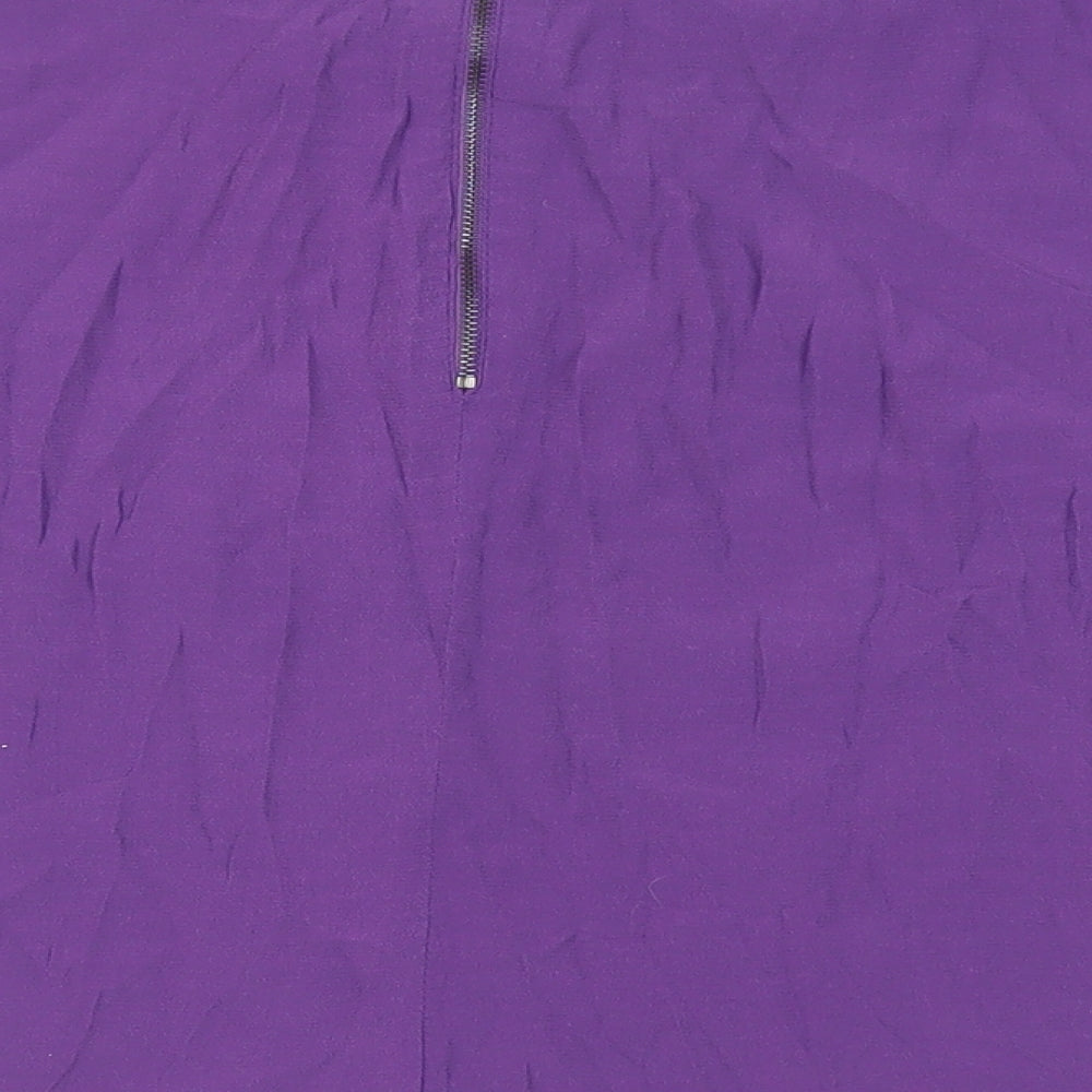 Laura Ashley Womens Purple Viscose Basic Blouse Size 16 Boat Neck