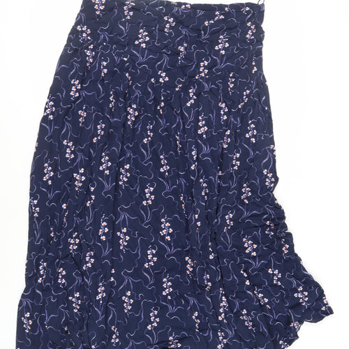 Per Una Womens Blue Floral Viscose Flare Skirt Size 18 Zip - Sheer